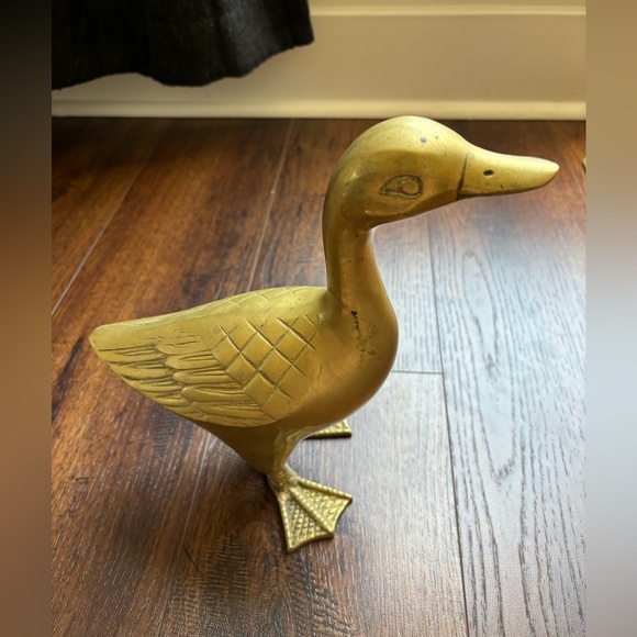 Gold Brass Solid Heavy Goose 10.5 Inches Tall - Picture 2 of 5